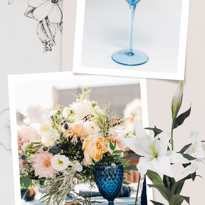 Capri zilas vīna glāzes